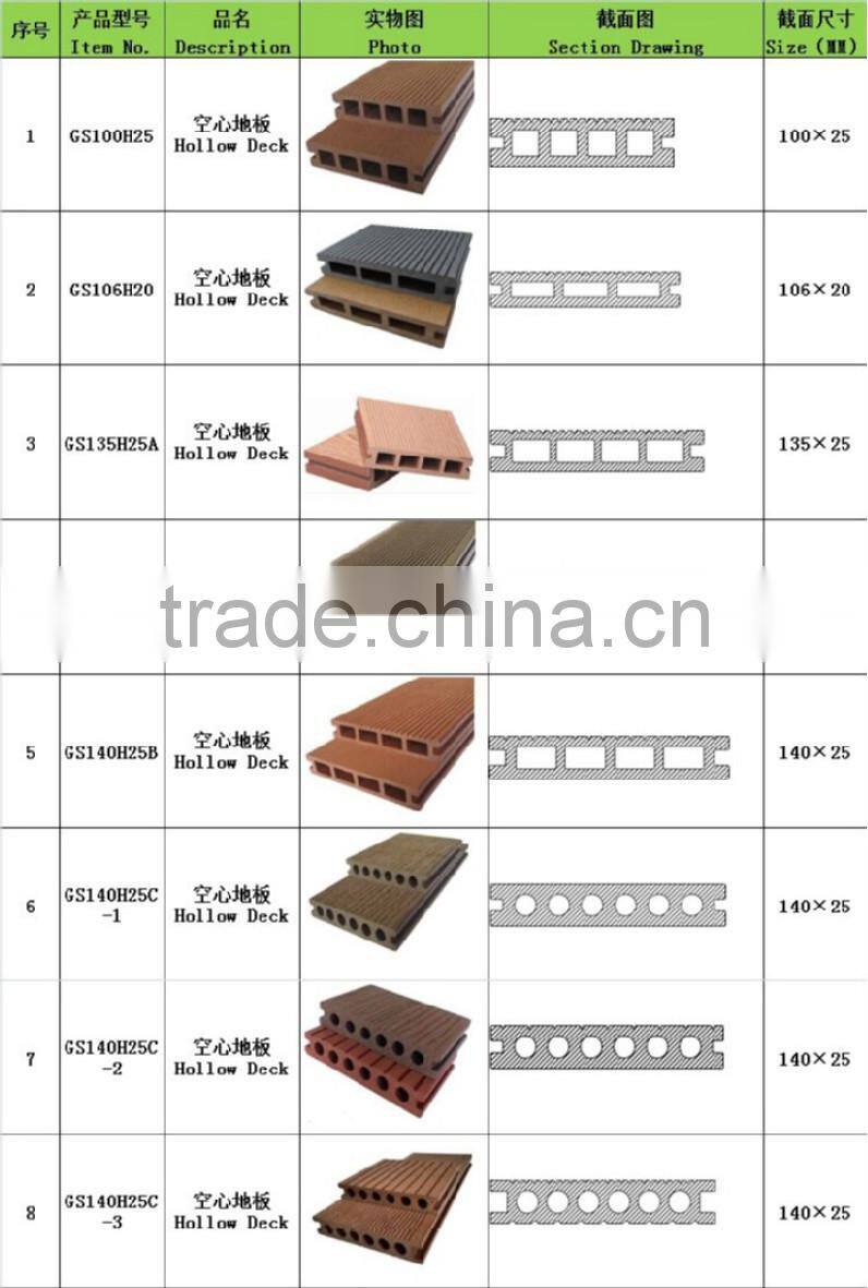 Solid Wood plastic composite HDPE wpc flooring durable outdoor anti-slip wpc decking