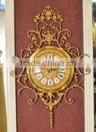 Home Decoration Wall Clock, Brass Hanging Wall Clock, Gold Plated Wall Mounted Clock