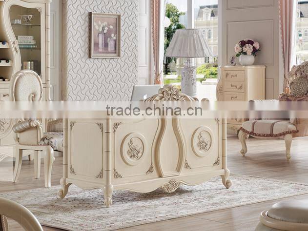 Fresh Chrysanthemum carving ivory white solid wood wirting table
