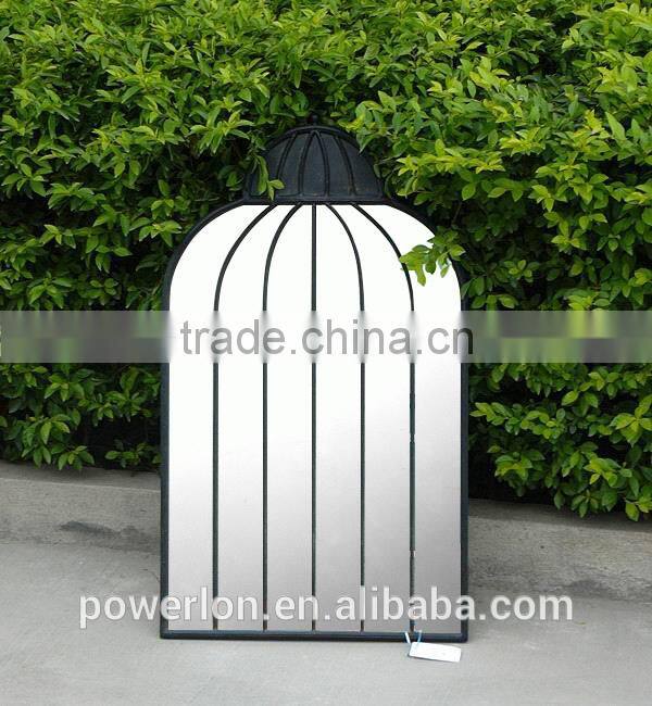 Black Ornate Garden Mirror Wrought Iron Frame Antique Decorative with Natural Beauty Reflection