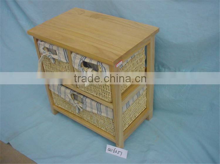 Custom high quality wicker basket drawers wooden storage cabinet