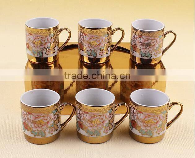 250ml golden printing ceramic mug with handle