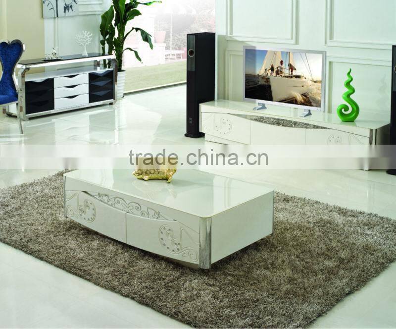 hot selling modern design wood coffee table glass top C334