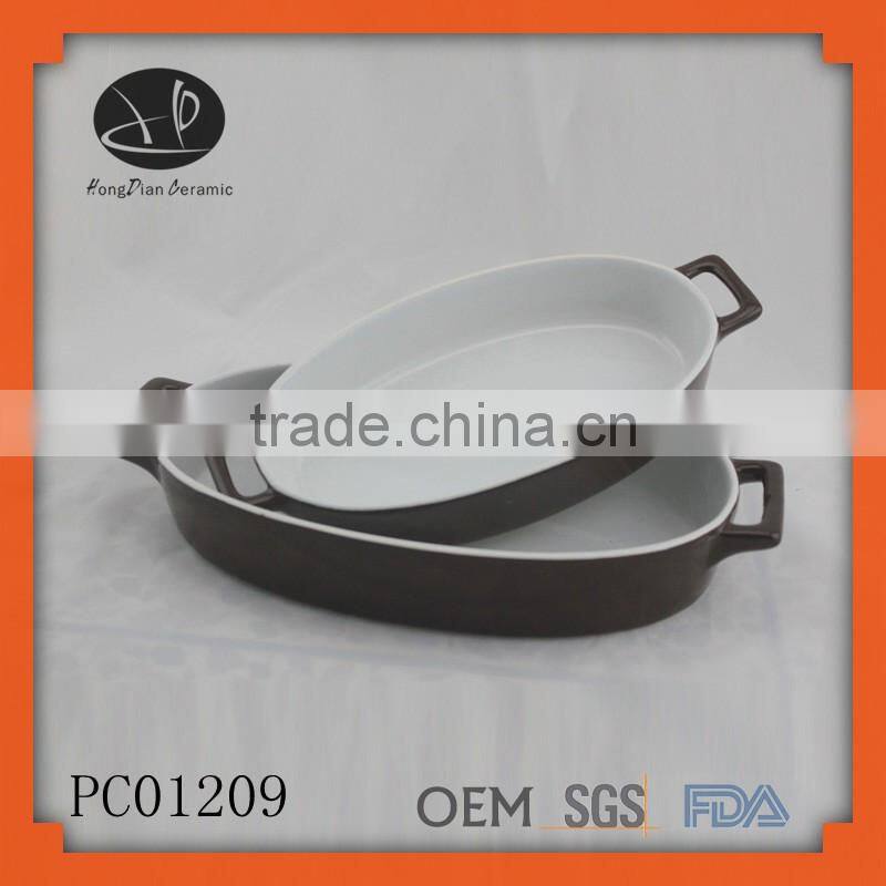 wholesale ceramic bakeware , microwave baking pan , SET OF 2PCS BAKE PLATE