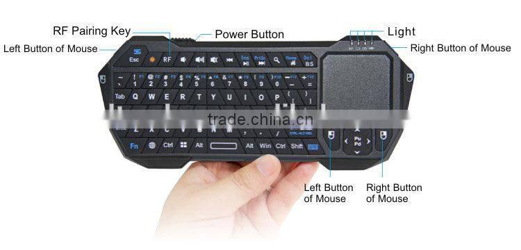 Wireless Bluetooth Mini Keyboard with Built-in Touchpad air mouse remote control for Android and iOS
