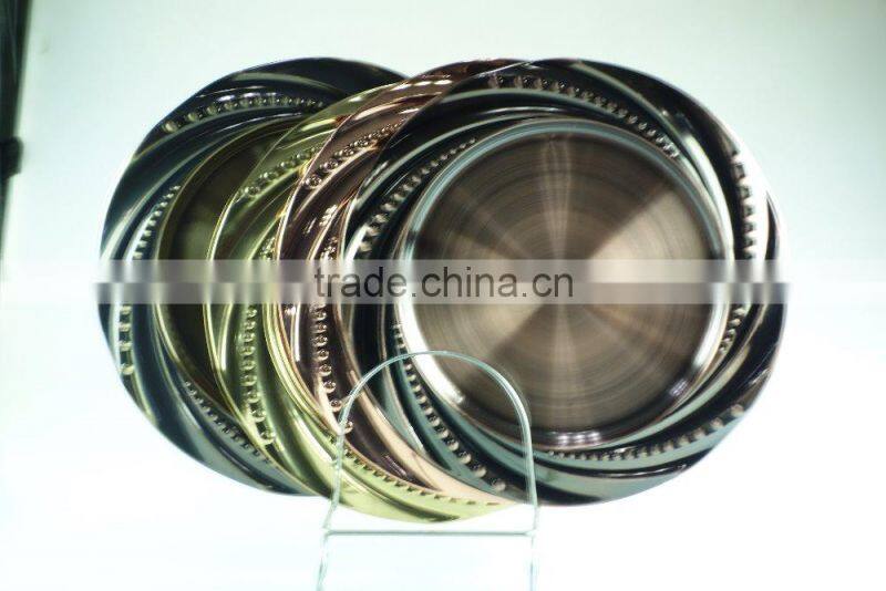 royal round stainless steel wedding plates with multi size and clourful
