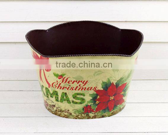 2016 new design paper decal metal 3L bucket for garden wholesale