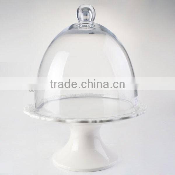 top grade high temperature resistance cake dome set glass cover with glass pedestal