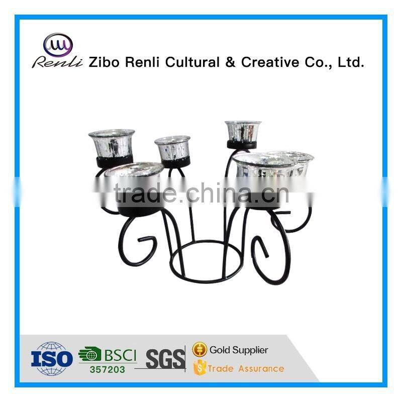 Set of 6 Electroplated Candelabra Votive Candle Holder with Metal Stand