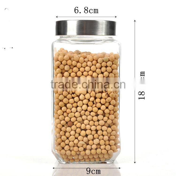 transparent dried food glass jar with plastic lids /metal lids