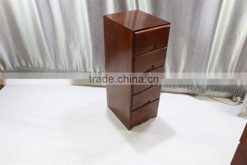 Brown color wood cabinet with many drawers
