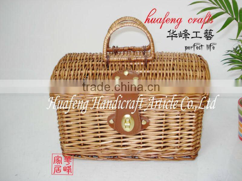 storage wicker basket with hamper and handle