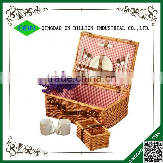 Cheap vintage rustic outdoor camping basket wicker picnic basket set