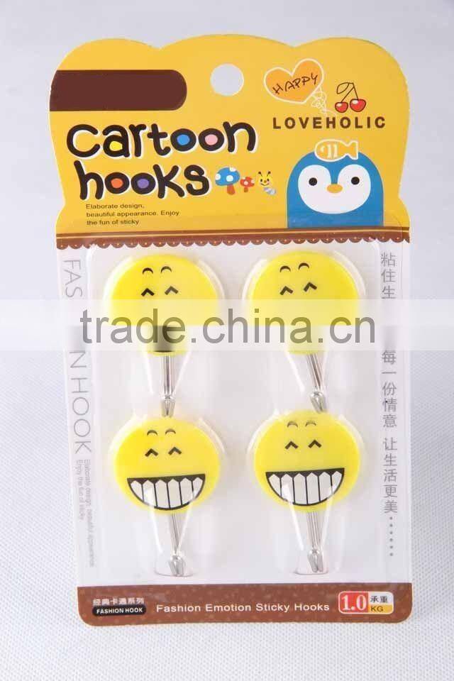 4pc small round hook with expression patterns/plastic hook