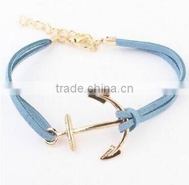 bracelet women 2017 leather bracelet anchor bracelet