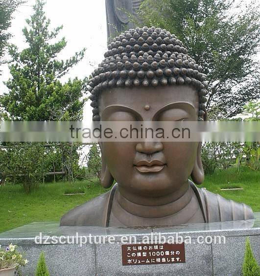 temple garden building metal brass buddha head statues