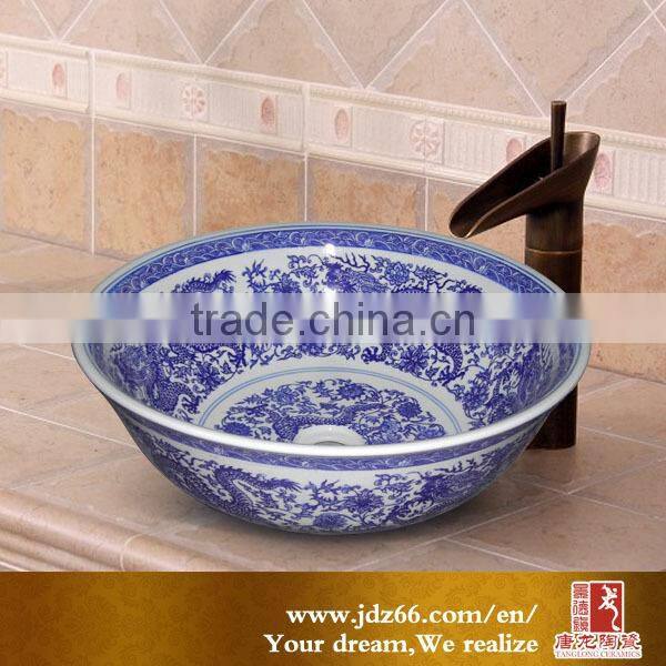 Jingdezhen traditional Blue and white ceramic kitchen sinks