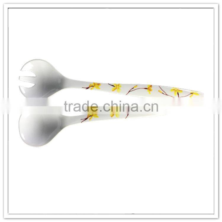 Ceramic-like unbreakable flatware custom printed melamine dessert spoon and fork