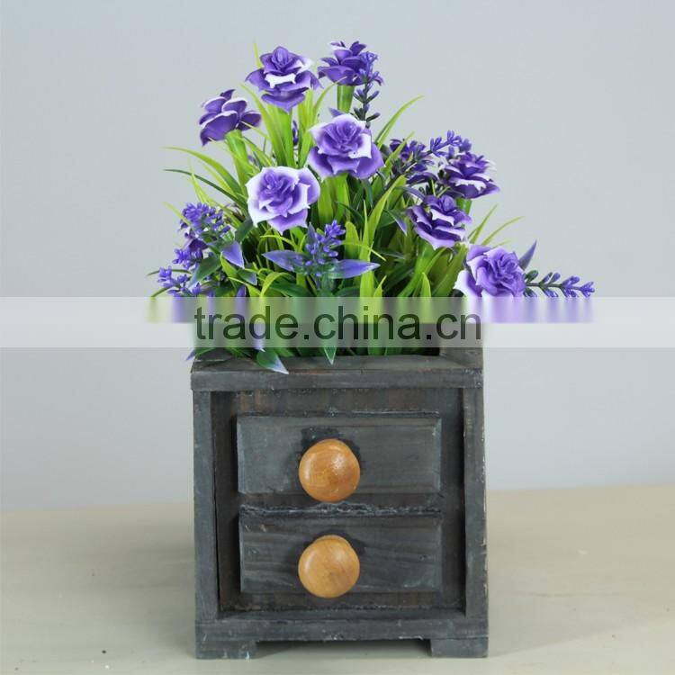 Wooden drawer flower pot and garden planter