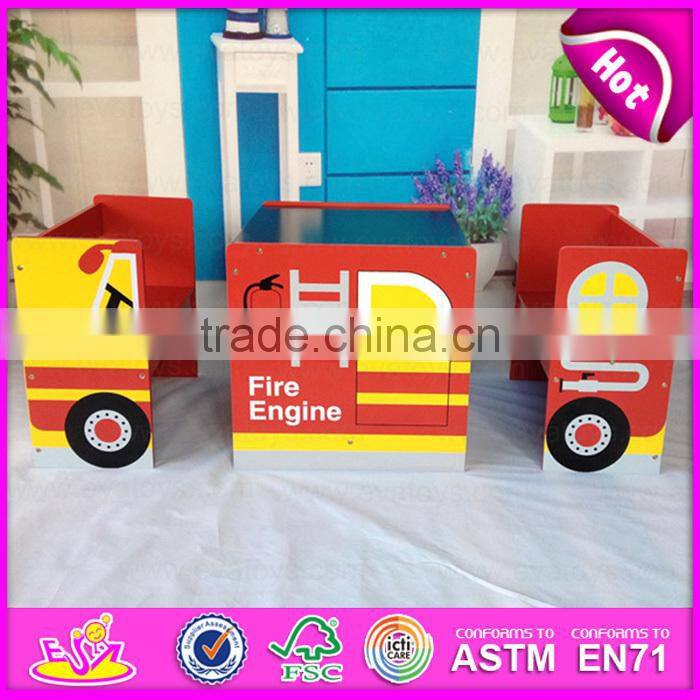 2015 Multifuction Kids Study Table With Chair,Funny children writing table chairs,Car design cute wooden table and chair WO8G143