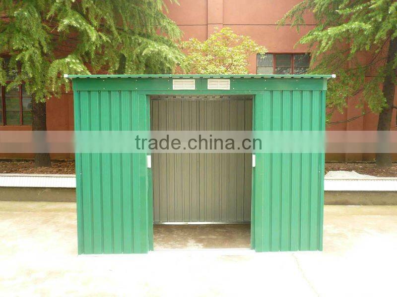 8x4ft cream metal sheds with lockable sliding double door