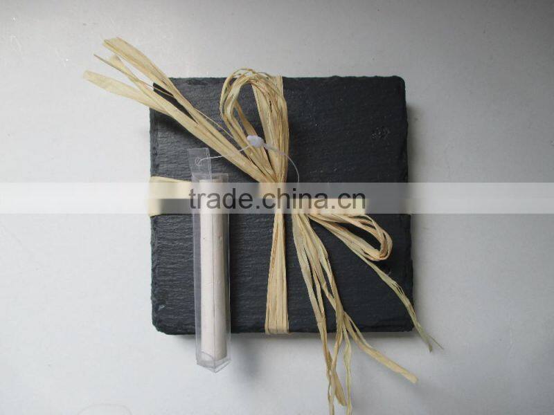 4/s Natural decorative stone slate writing slate chalk cutting board with chalk