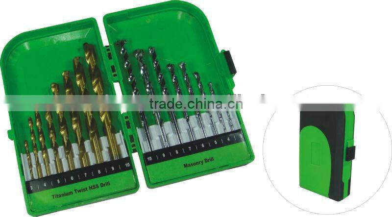 16 piece combination drilling bit set in plastic case