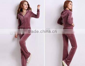 wholesale sportswear casual design slim women yoga sportswear with velvet fabric,running wear sets with hood for women velvet