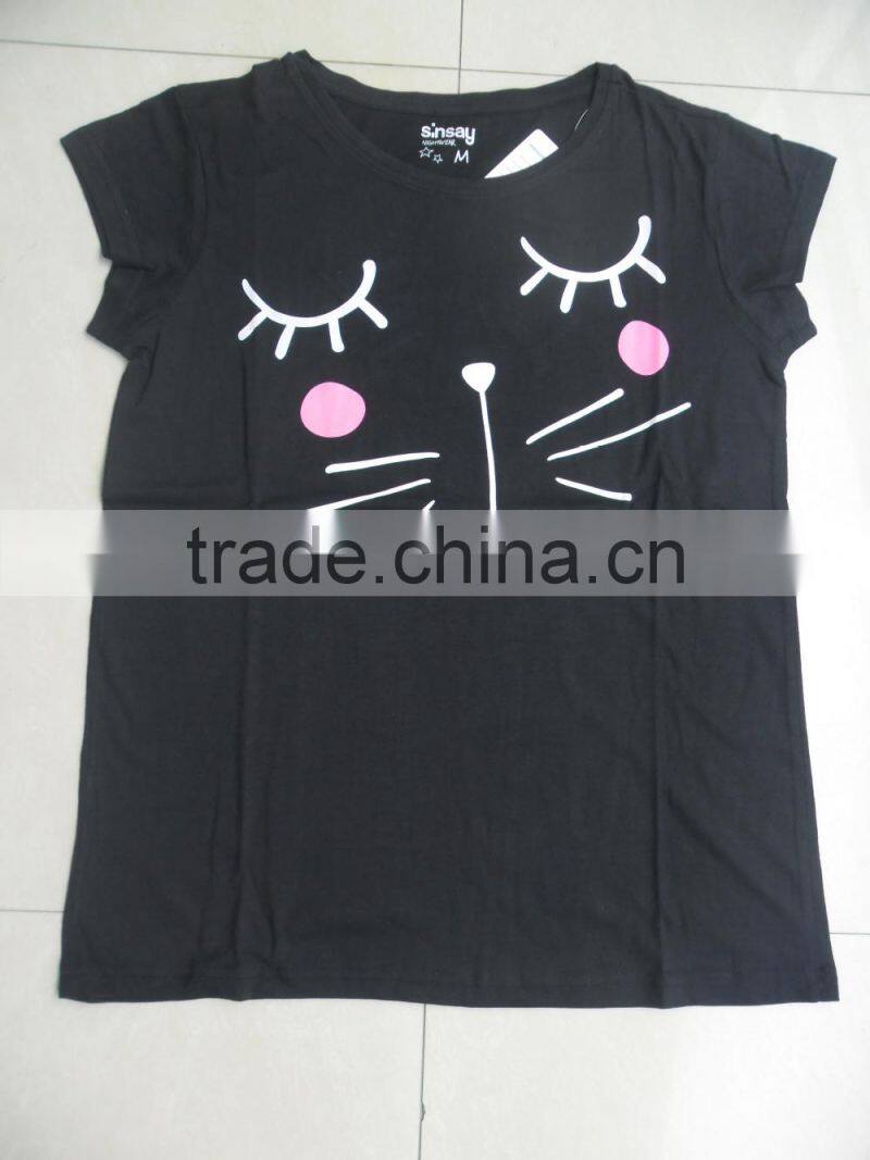 95% cotton,5%elastic printed short sleeve ladies t-shirts