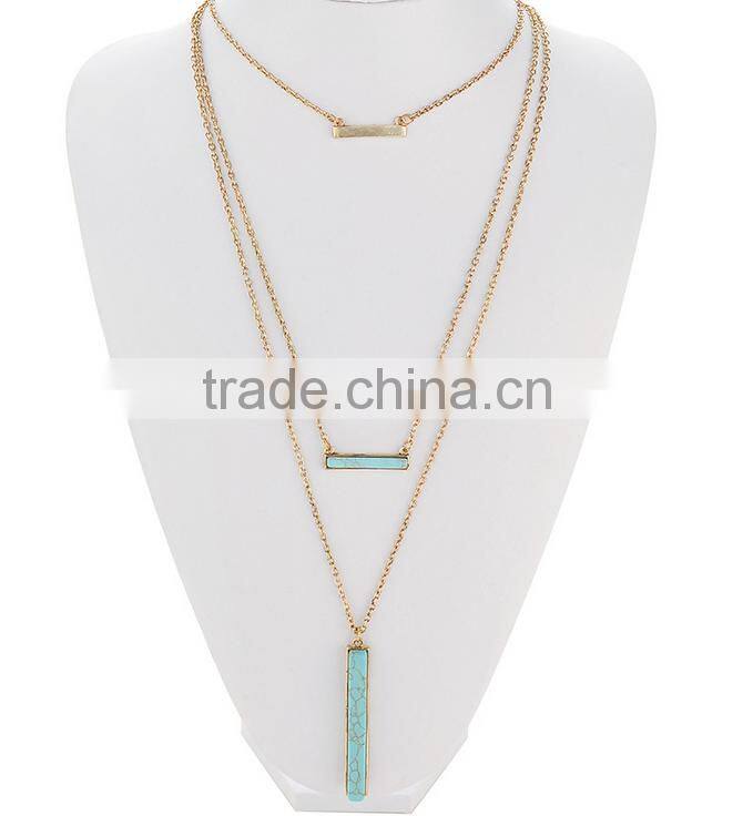 Elegant Turquoise material multilevel silver necklace