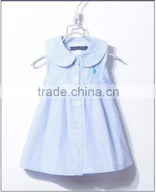 baby dress girls Custom summer season cute baby girls sleeveless collar woven dress