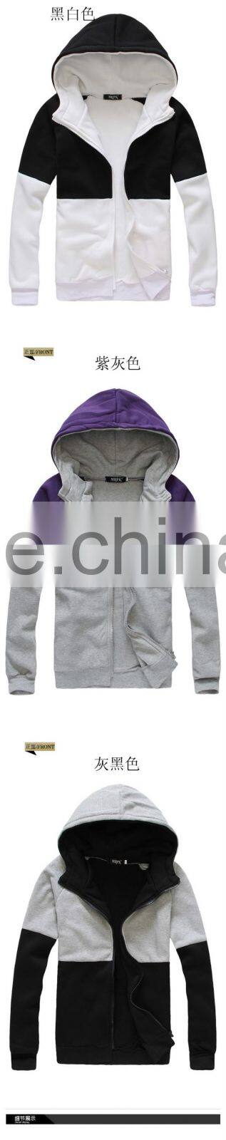 winter clothing thick color combined hooded jacket mens custom hoodies jacket