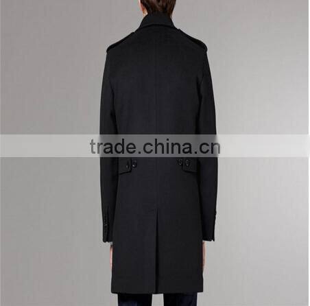 2017 Tailored Black Fashion Design Back Vent Slim Fit Mens Cashmere Men Coat
