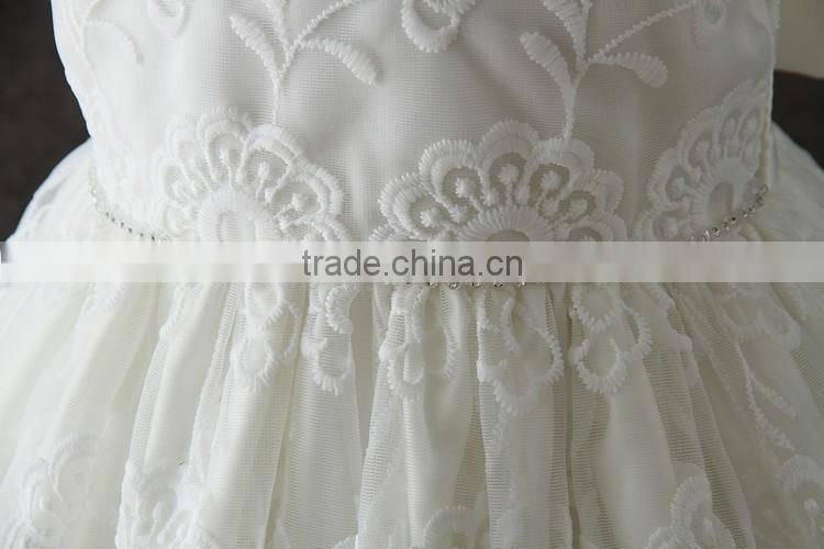 New arrival summer baby clothes White Embroidery Flower Lovely Lace Net 0-2 Years old party dress baby first Communion dresses