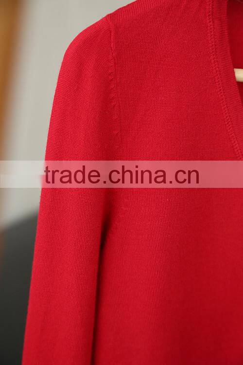 Ribbed maxi cotton and polyester v-neck women cardigan with long sleeves two front pockets for lady korean style