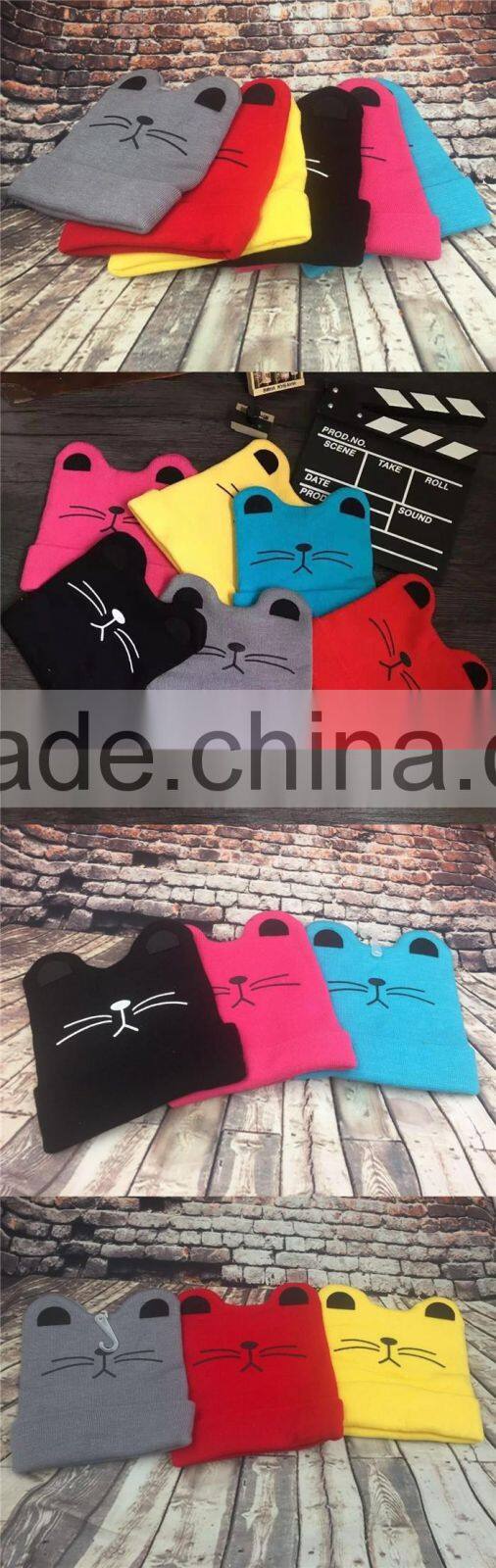 Cute Patten Design 100% Cotton Baby Winter Knitted Hat and Cap