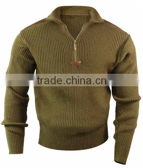 wholesale black acrylic quarter zip military style pullover sweater