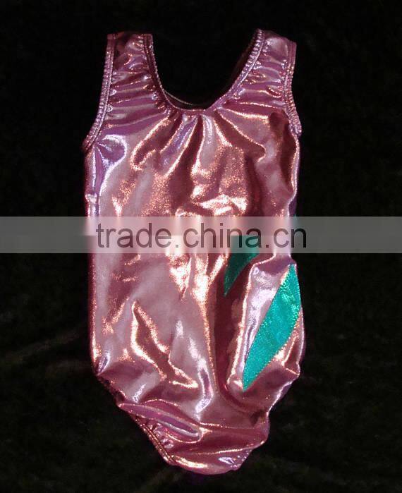 girls leotard gymnastics Lilac mystique with Teal slashes as overlay front and back