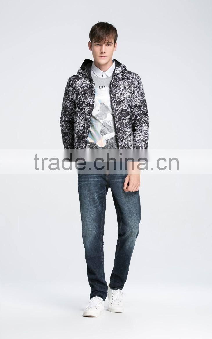 Water-wave Print Light Weight Fashion Padding Jacket for Men