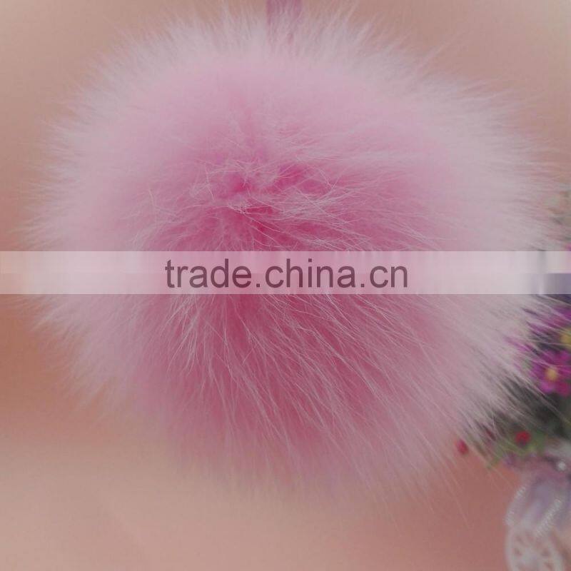 2016 fashion cheap price bag or garment charm 12cm fox fur ball keychain