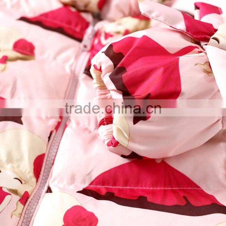 OEM new style fashion ultralight girl printing waterproof duck down feather jacket