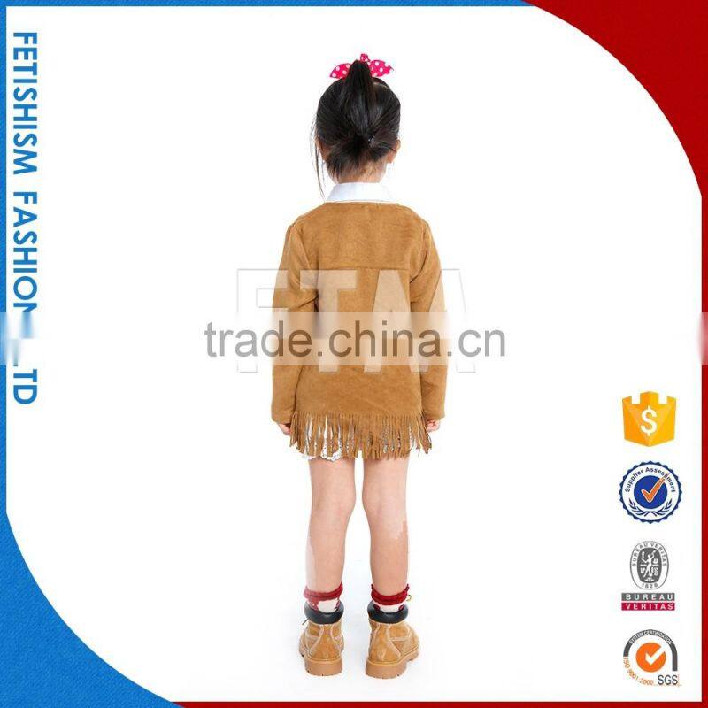 wholesale 100% Cotton sweater kids Khaki Tassel shawl jacket / fancy kids winter coats for girls