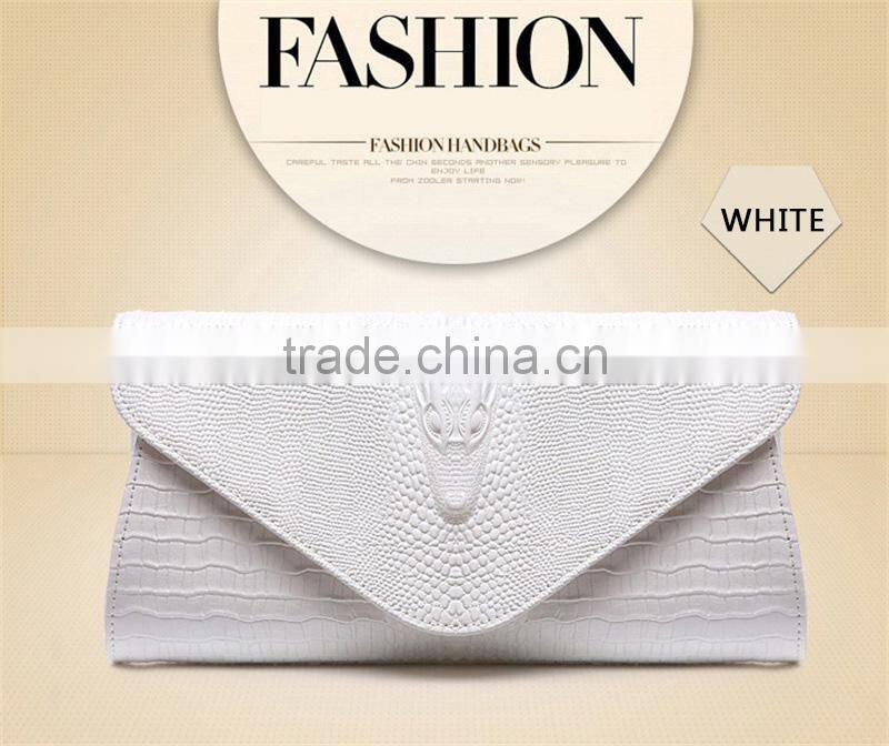 Women Clutch Bags Vintage Leather Crocodile Pattern Envelope Shoulder Ladies Small Messenger Bag