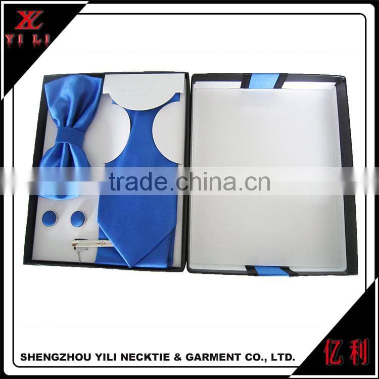 Solid color fashion style tie,bowtie and cufflinks boxes gift sets