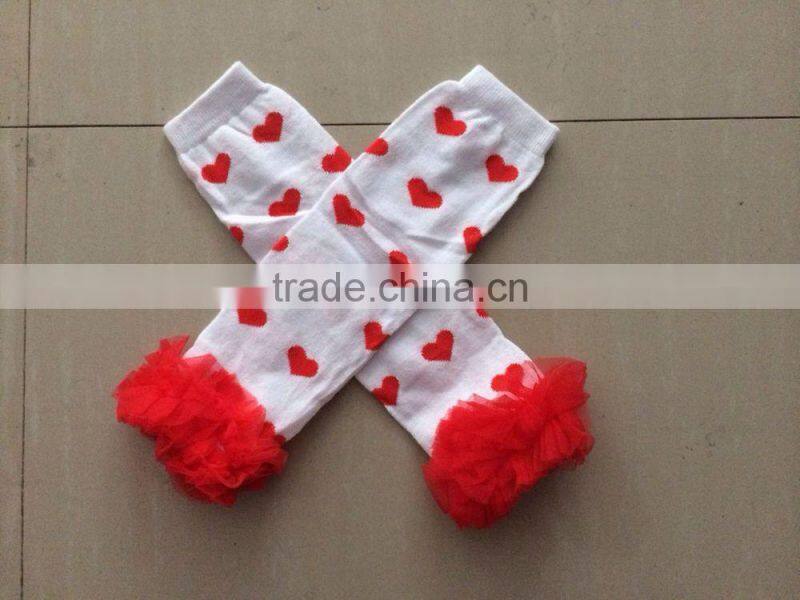 baby valentine white red heart leg warmer