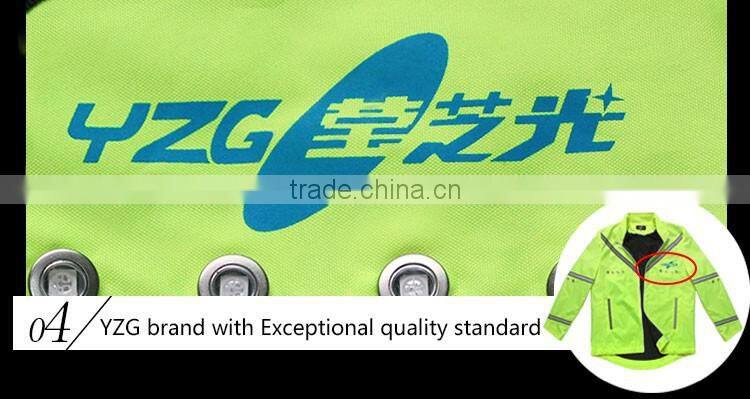 Good quality cycling rain hi vis reflective safety jacket with led lights