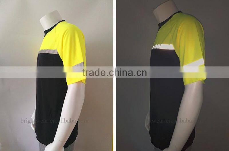 Men's high visibility short sleeve two colored china factory reflective t-shirt