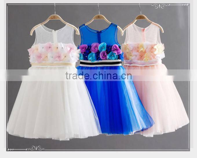 2016 New Blue Princess Dress For Little Girl Adorable Girl Party Dress Cute Kids Wear GD90427-9
