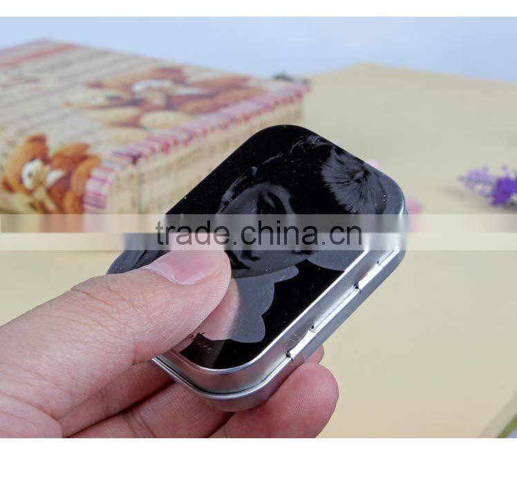2017 customized Mini square small iron box packaging with logo printing