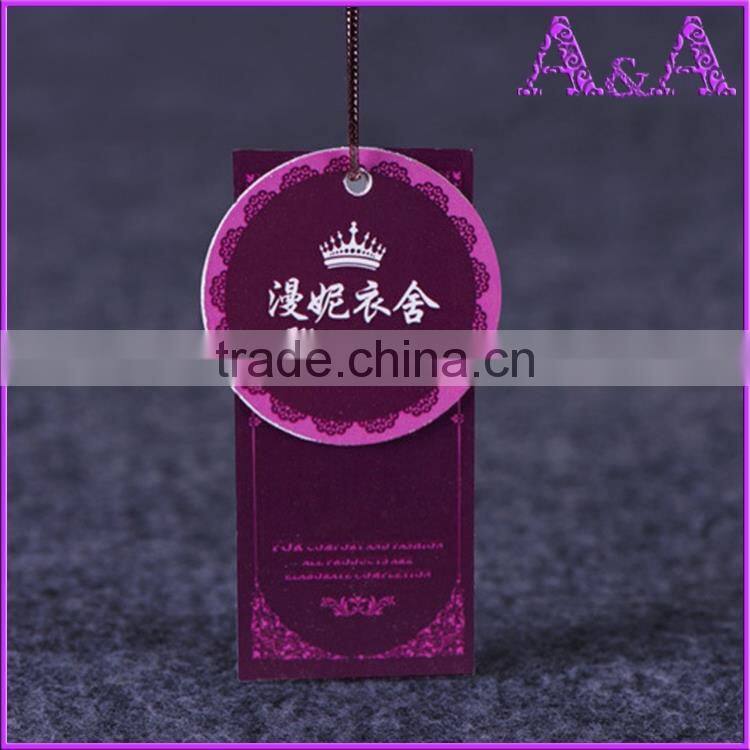 Silver stamping paper hang tag,clothing tag,price tag